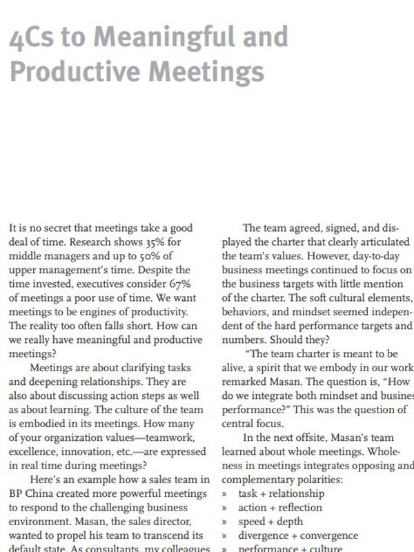 4Cs to Meaningful and Productive Meetings