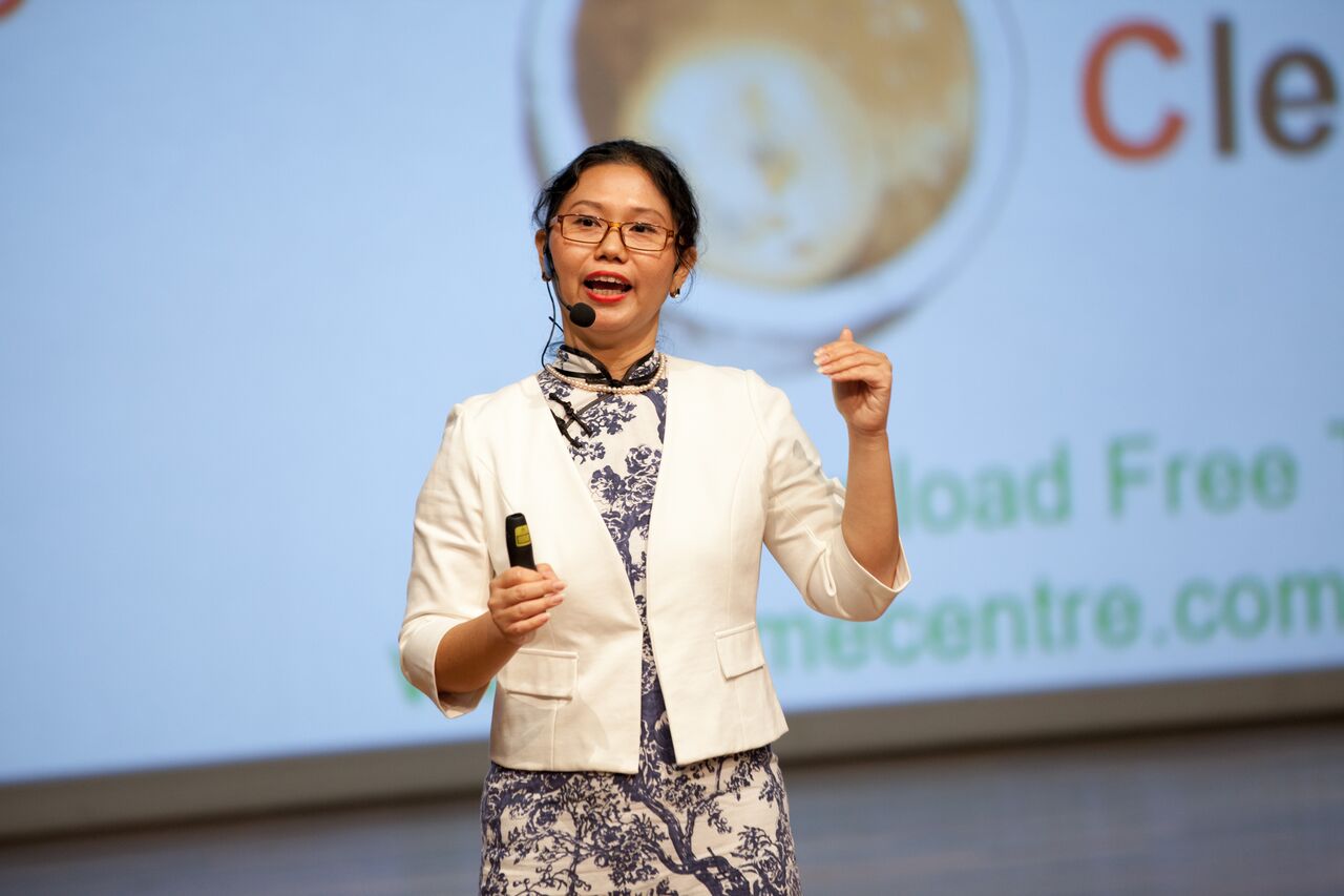 Wendy Tan delivering a keynote