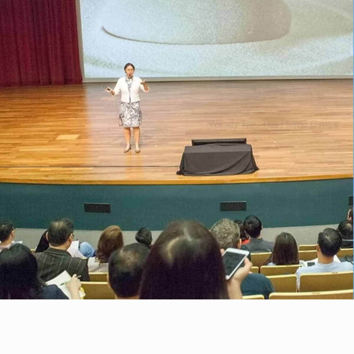 Wendy speaking at a conference