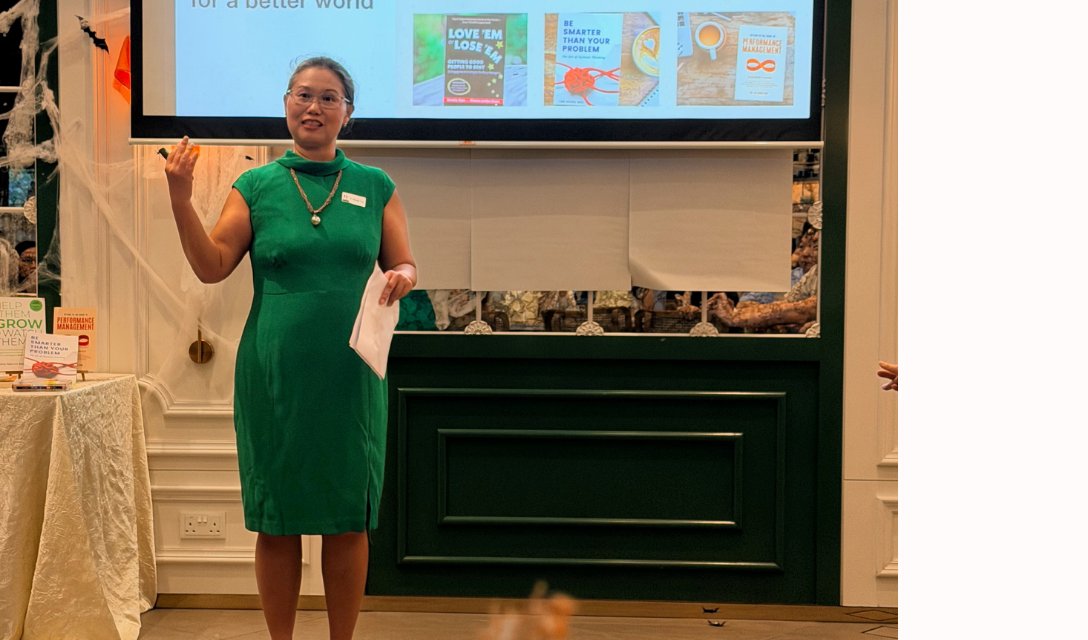 Wendy presenting at an organization